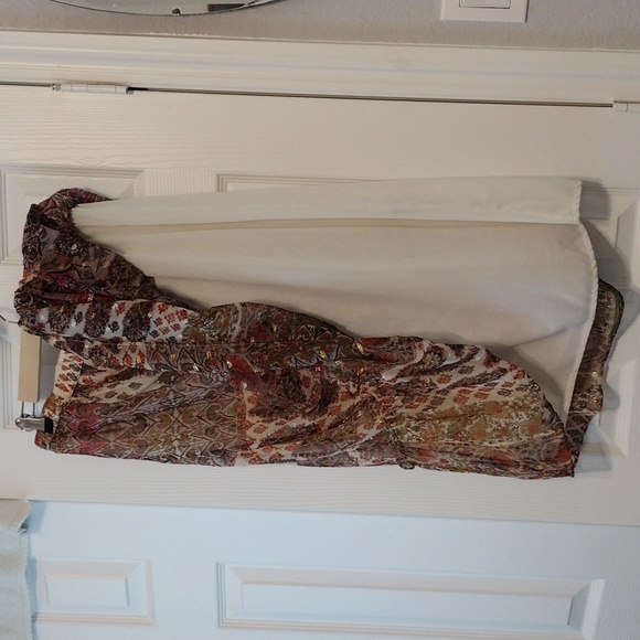 RD & KOKO L BOHEMIAN MAXI LINED SKIRT PINK, BROWN W/ GOLD DETAIL - Picture 3 of 4